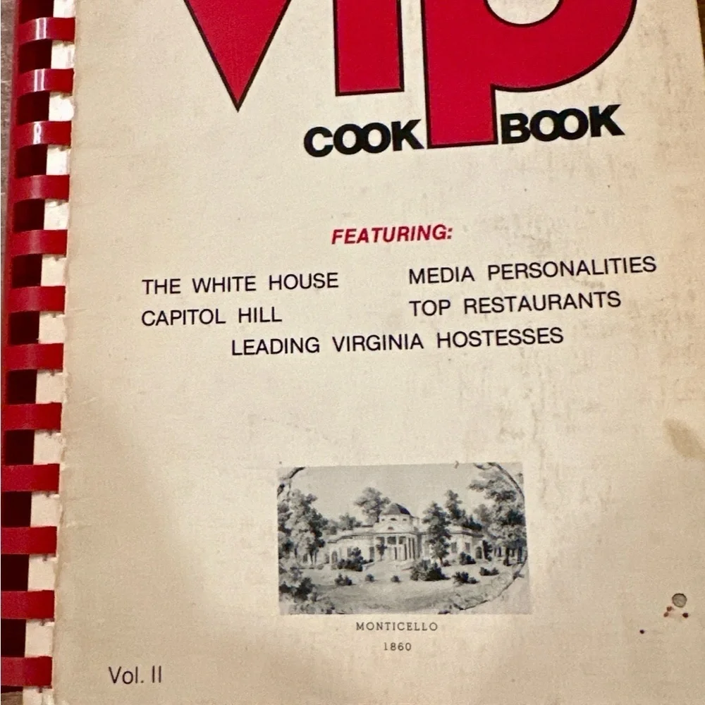 Vintage VIP Cookbook Vol II Spiral Community Cookbook White House Capitol Hill